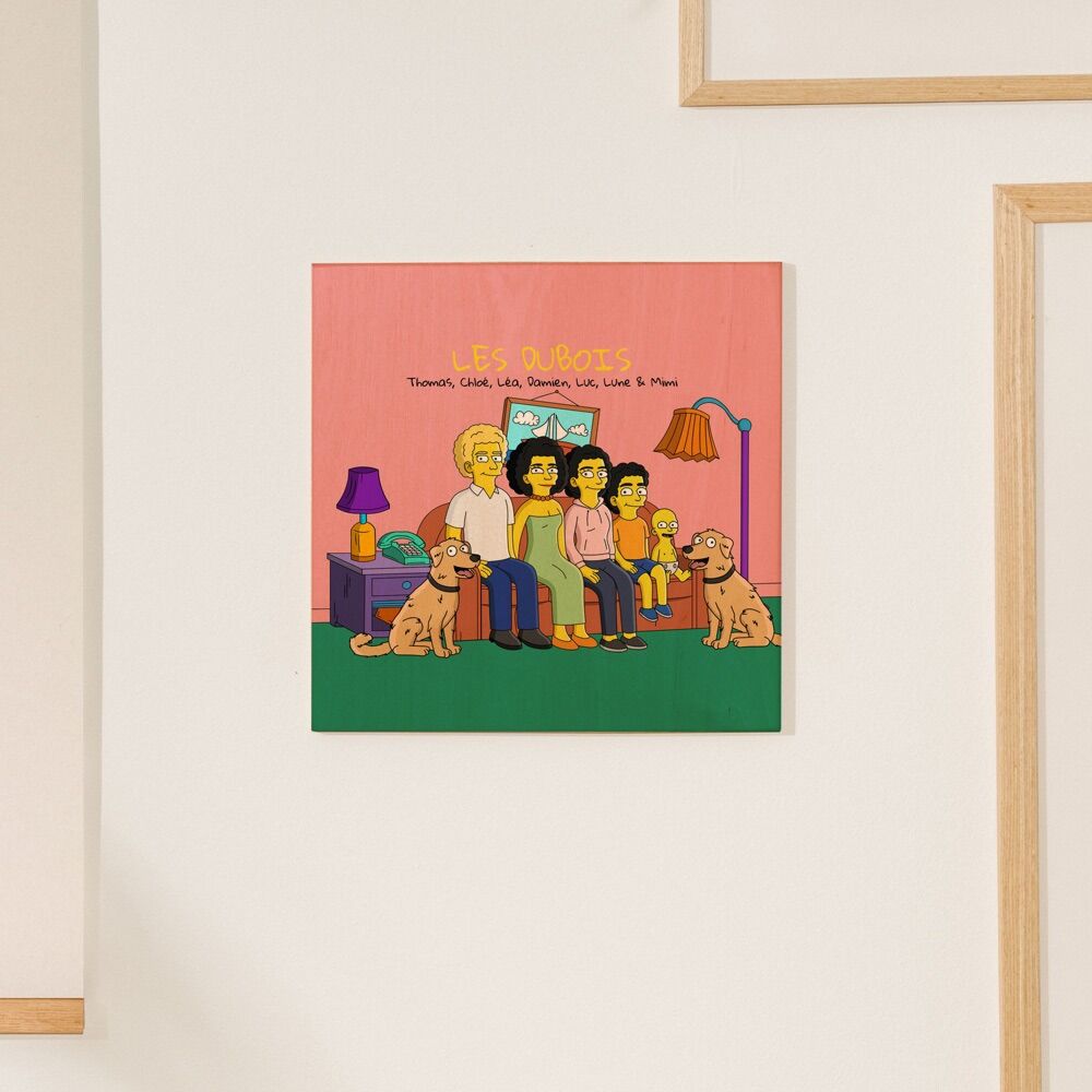 Tableau personnalisé en bois Famille Cartoon - Illustration