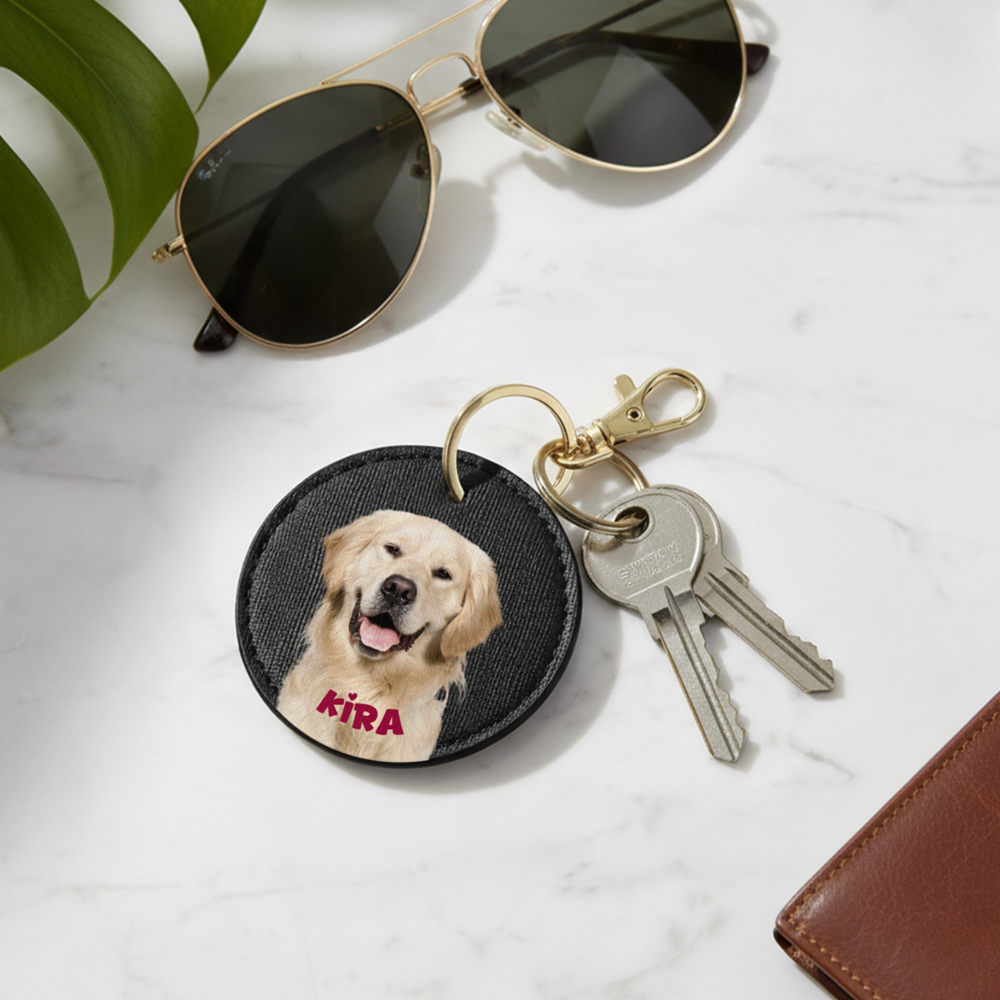 Porte-clés rond personnalisé avec votre animal de compagnie