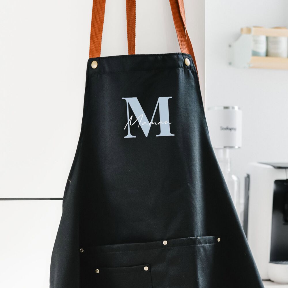 Tablier de cuisine personnalisé avec monogramme