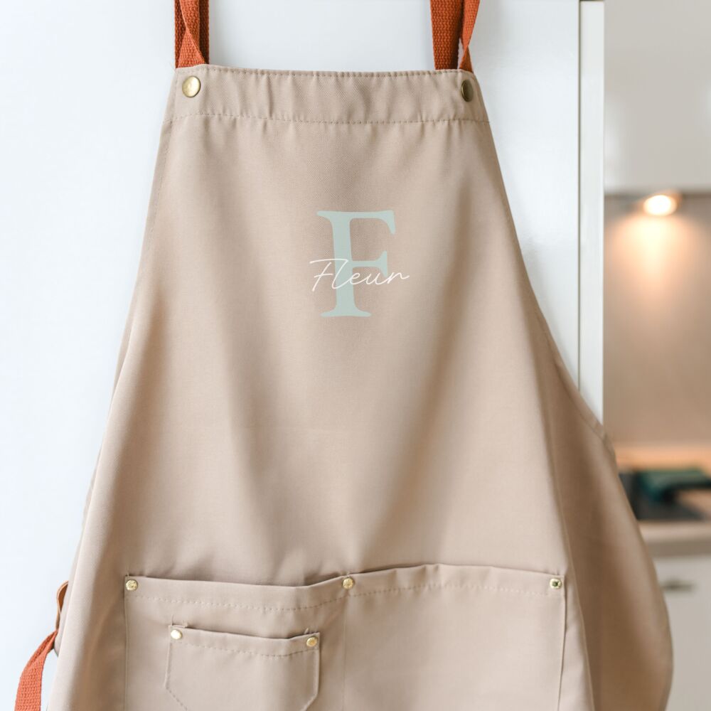Tablier de cuisine personnalisé avec monogramme