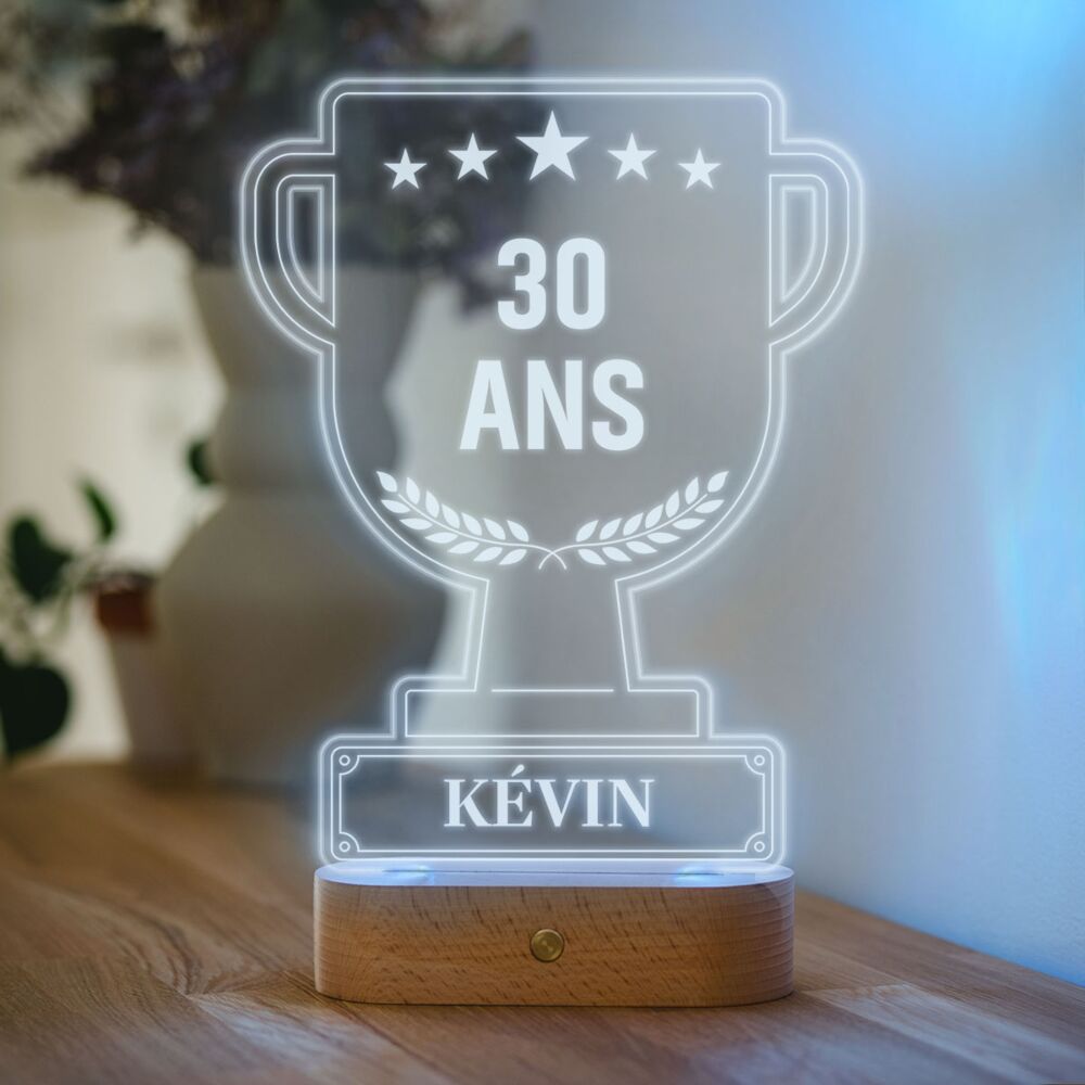 Lampe LED personnalisée Trophée avec texte