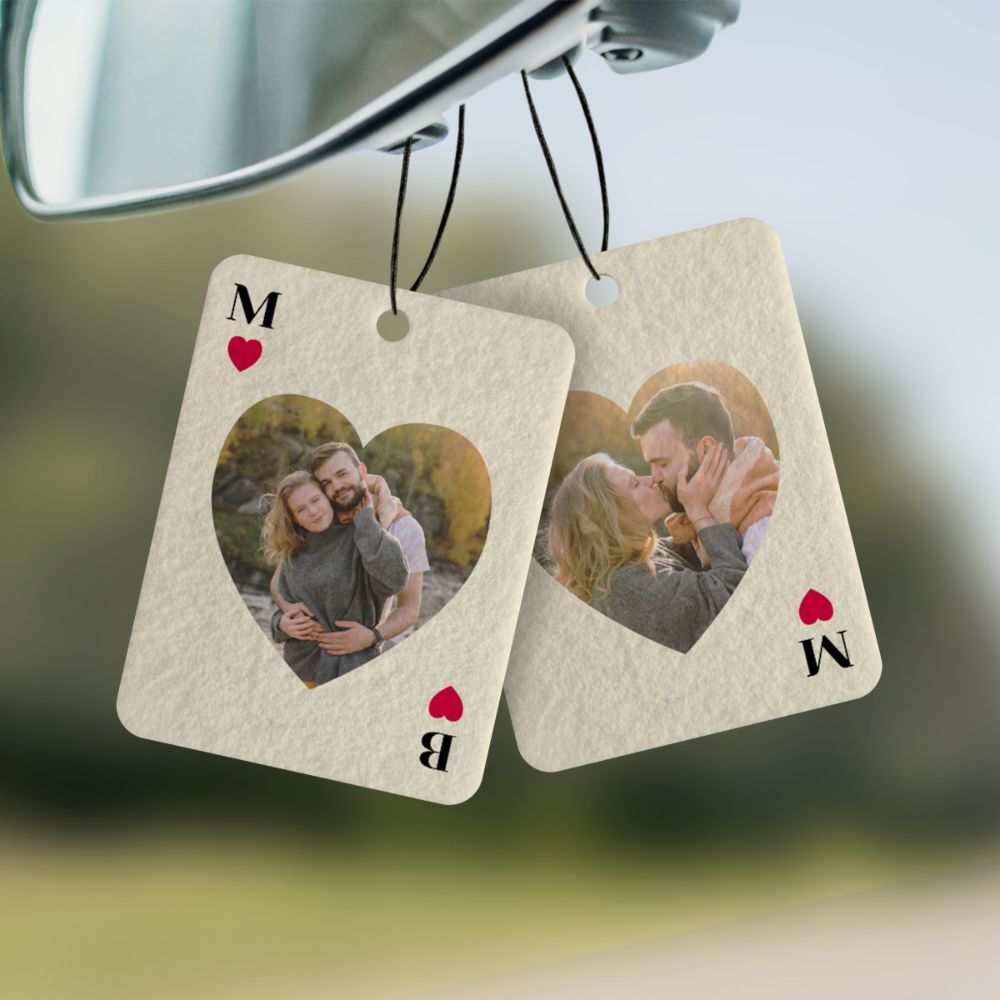 Désodorisant voiture personnalisé Cœur avec photo