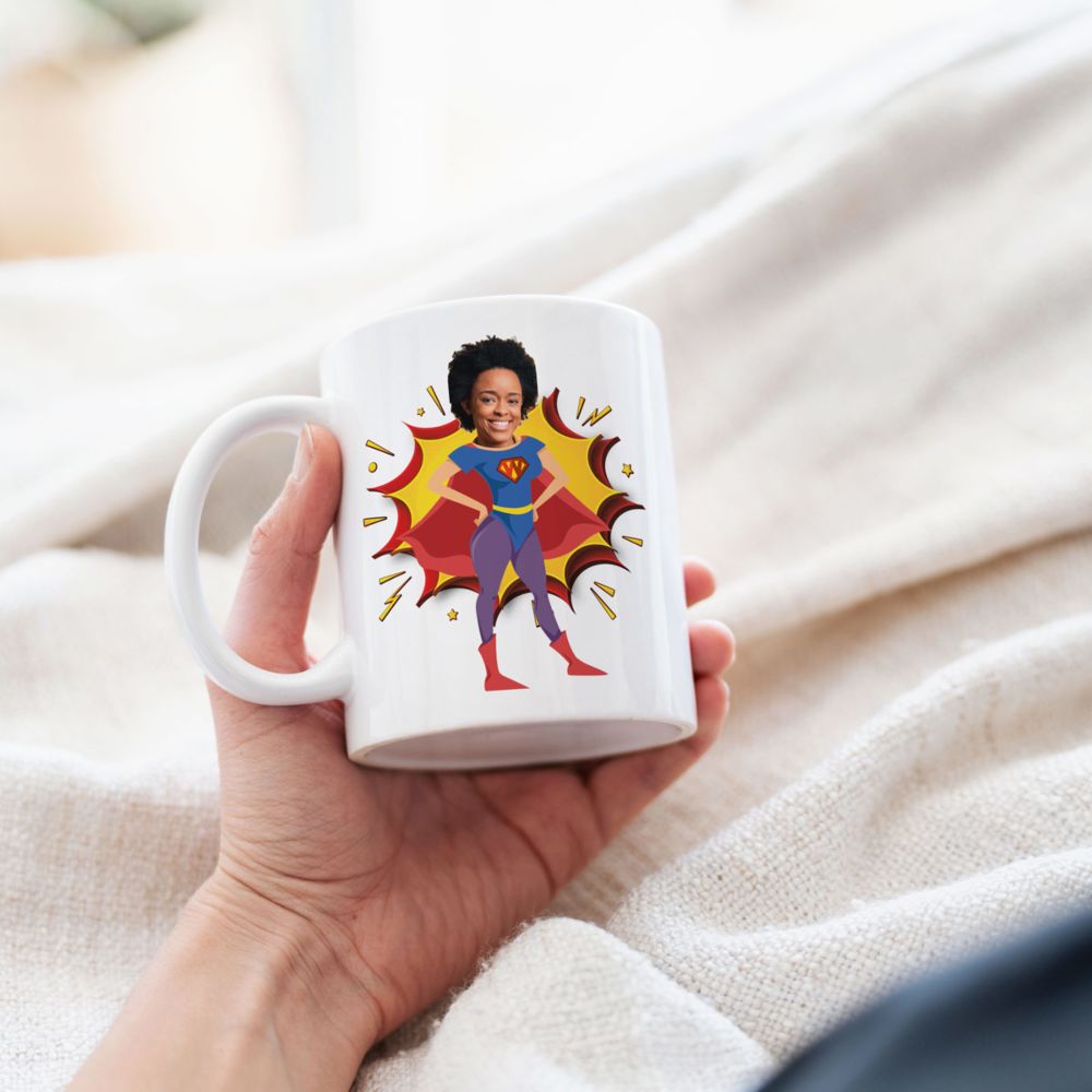 Mug personnalisé super-héros avec visage