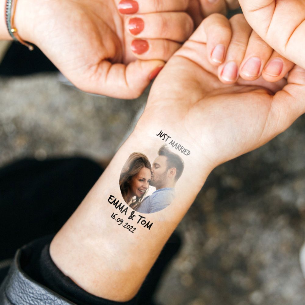 Lot de 4 tatouages personnalisés avec visage et texte