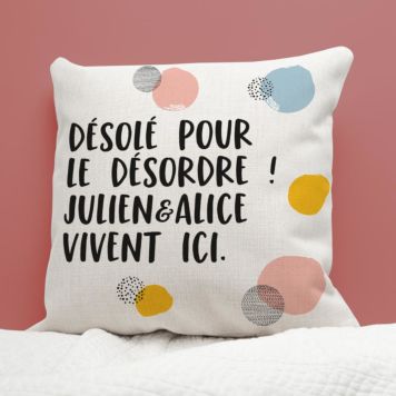 Housse de Coussin Texte Personnalisable