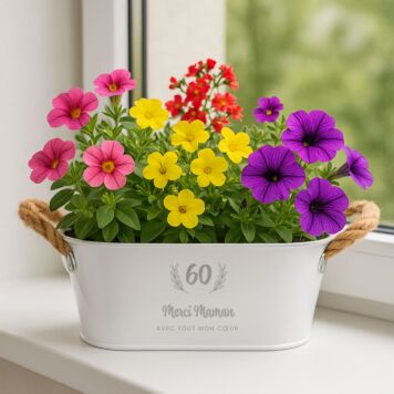 Jardinière personnalisée avec couronne et texte