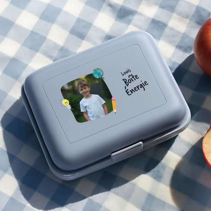 Boîte-repas personnalisée avec photo et texte