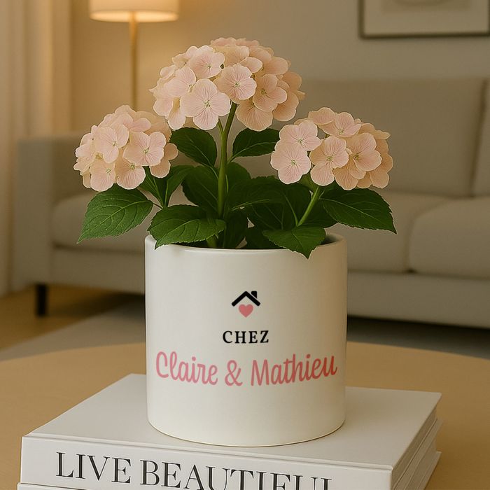Pot de fleurs personnalisé avec texte et symbole