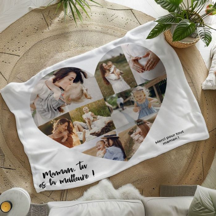 Couverture personnalisée avec cœur et texte