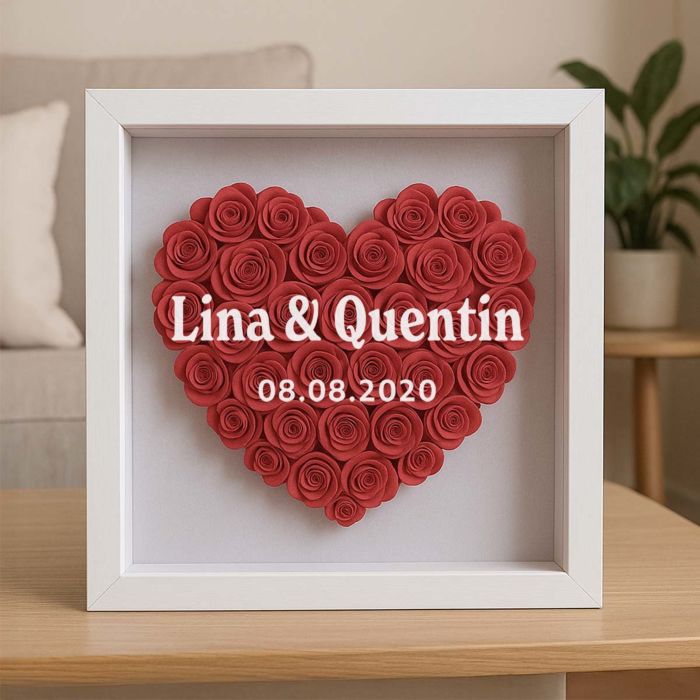 Boîte de roses personnalisée avec texte