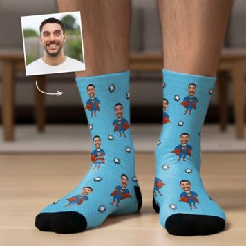 Chaussettes personnalisées visage motif super-héros